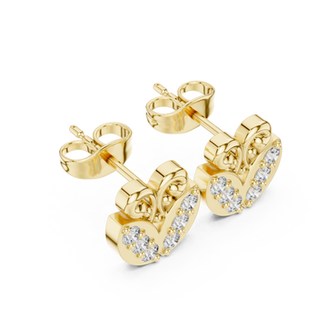 Gold Twilight Grace Scroll Heart Stud Earrings Right View