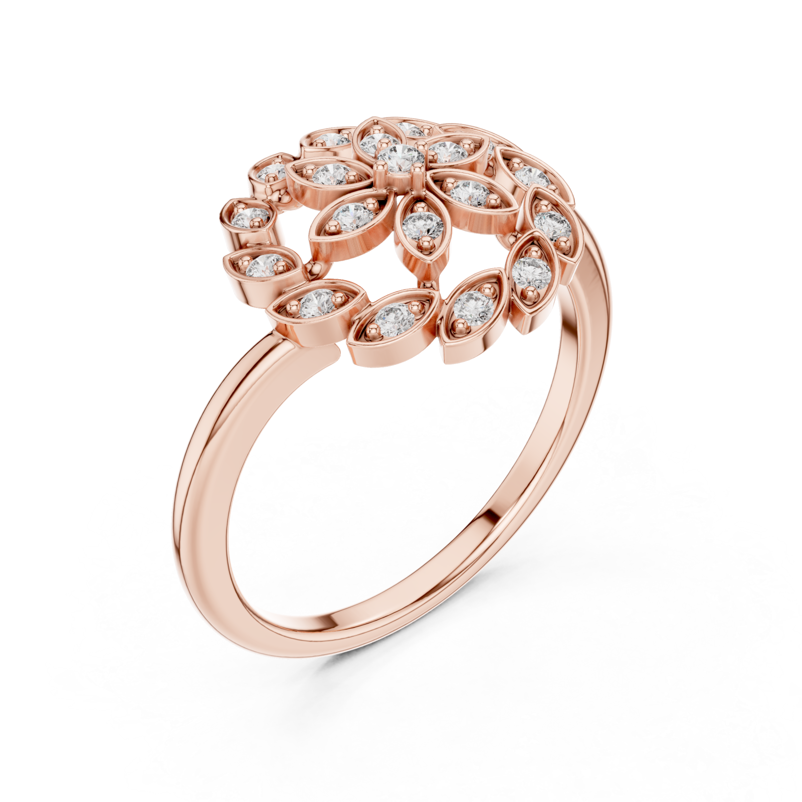 Rose Gold Midnight Garden Muse Floral Statement Ring Right View