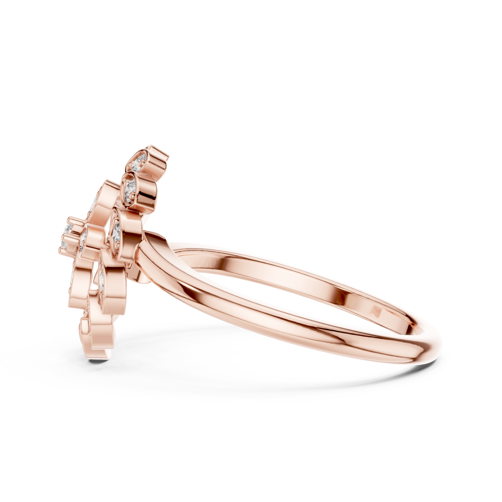  Rose Gold Midnight Garden Muse Floral Statement Ring Side View
