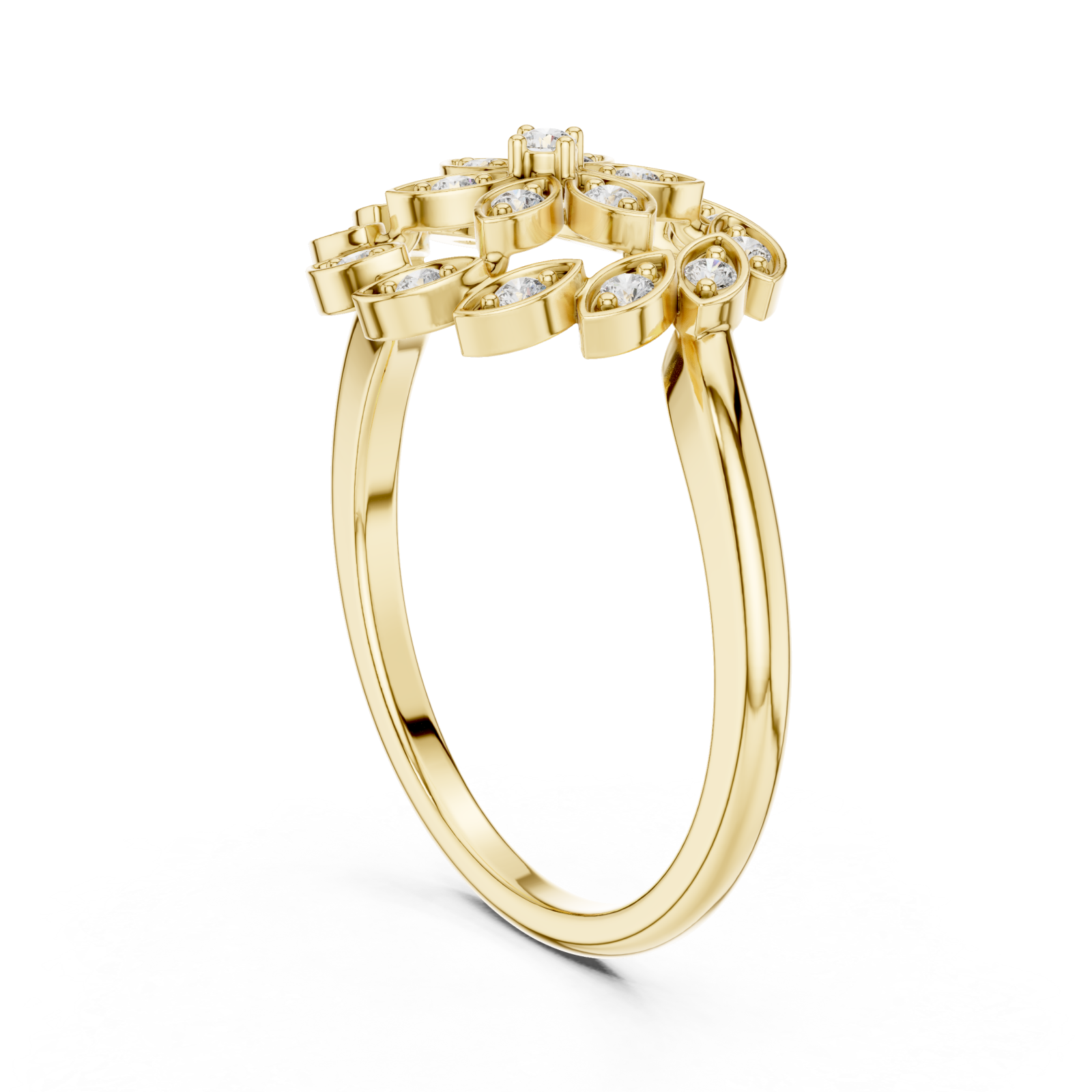  Gold Midnight Garden Muse Floral Statement Ring Left View