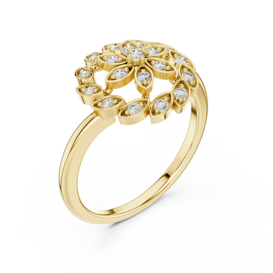 Gold Midnight Garden Muse Floral Statement Ring Right View