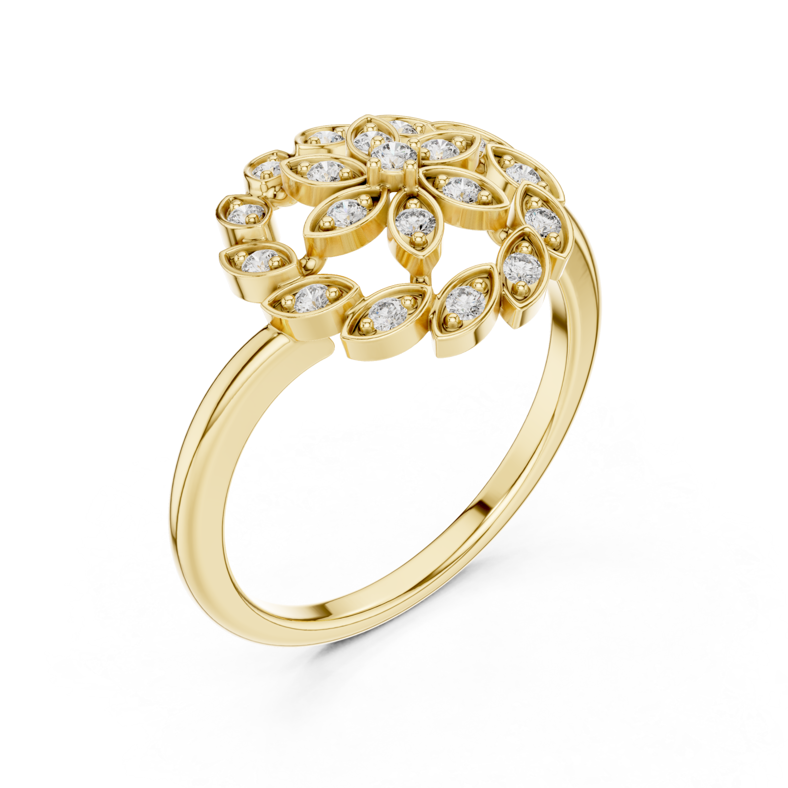 Gold Midnight Garden Muse Floral Statement Ring Right View