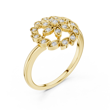 Gold Midnight Garden Muse Floral Statement Ring Right View
