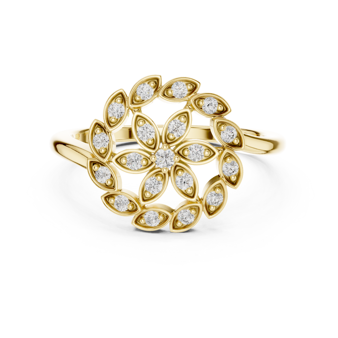 Gold Midnight Garden Muse Floral Statement Ring Right View