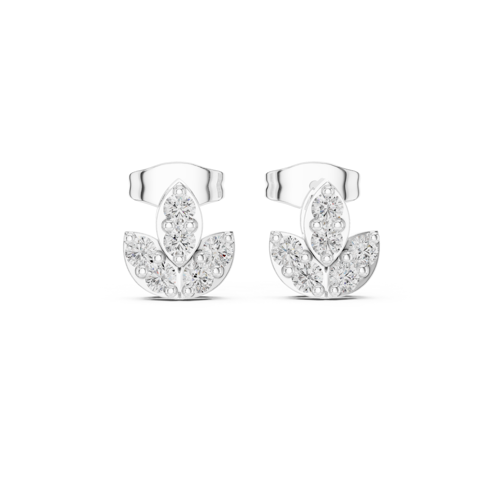  White Gold Twilight Spark Bouquet Stud Earrings Front View