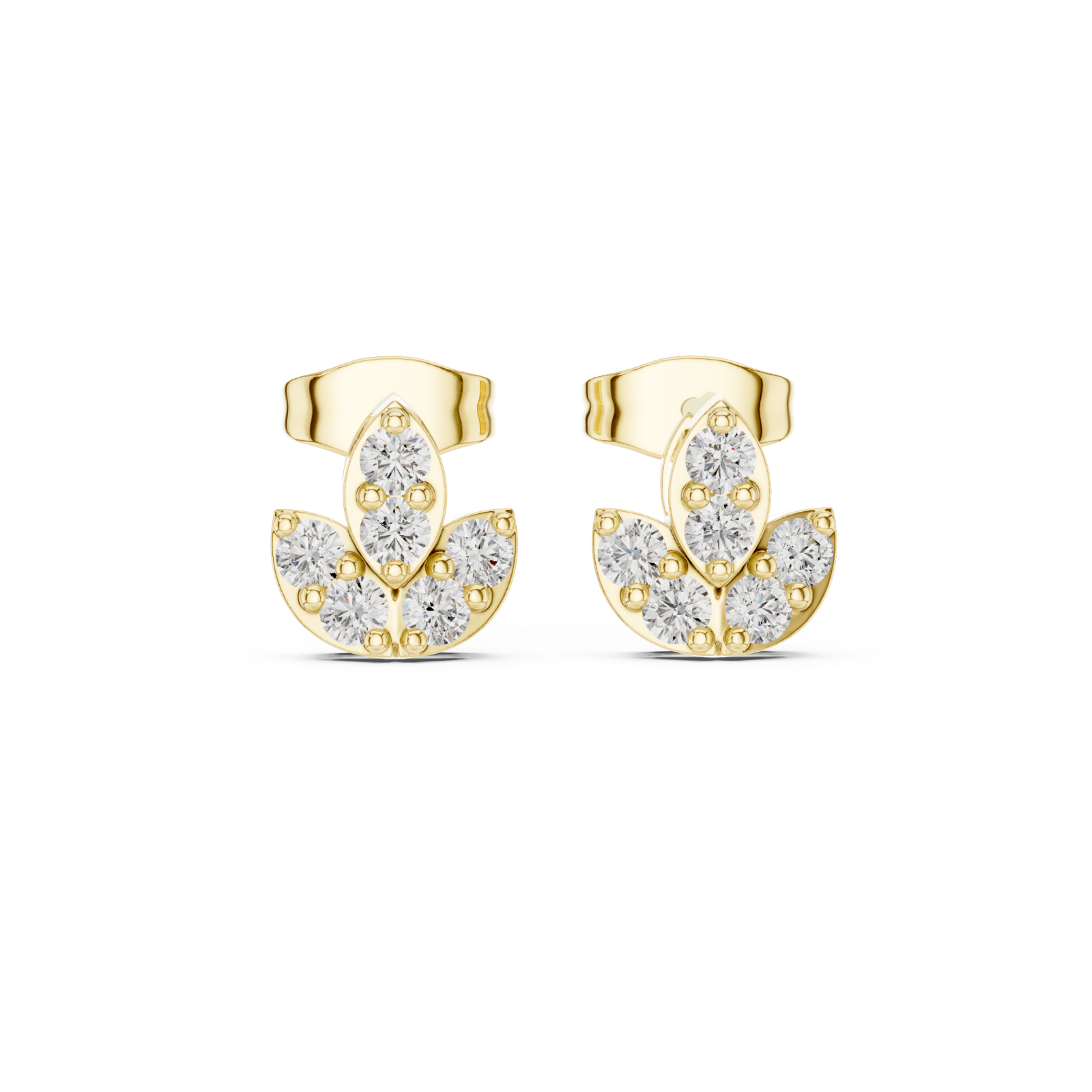  Gold Twilight Spark Bouquet Stud Earrings Front View