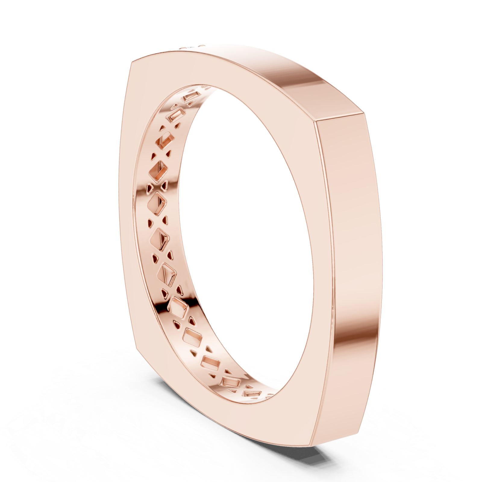  Rose Gold Timeless Edge Harmony Statement Band Ring Left View