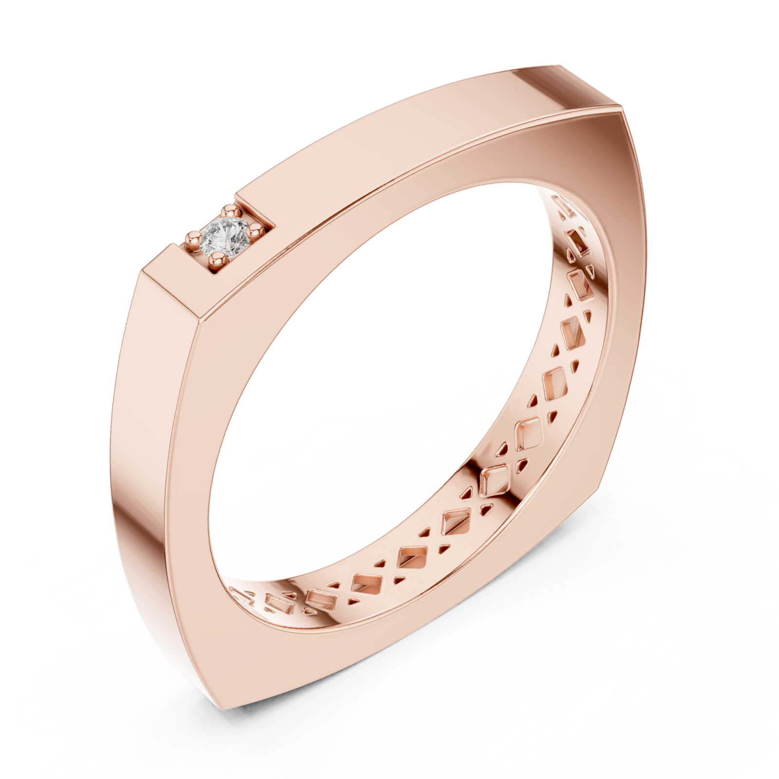  Rose Gold Timeless Edge Harmony Statement Band Ring Right View