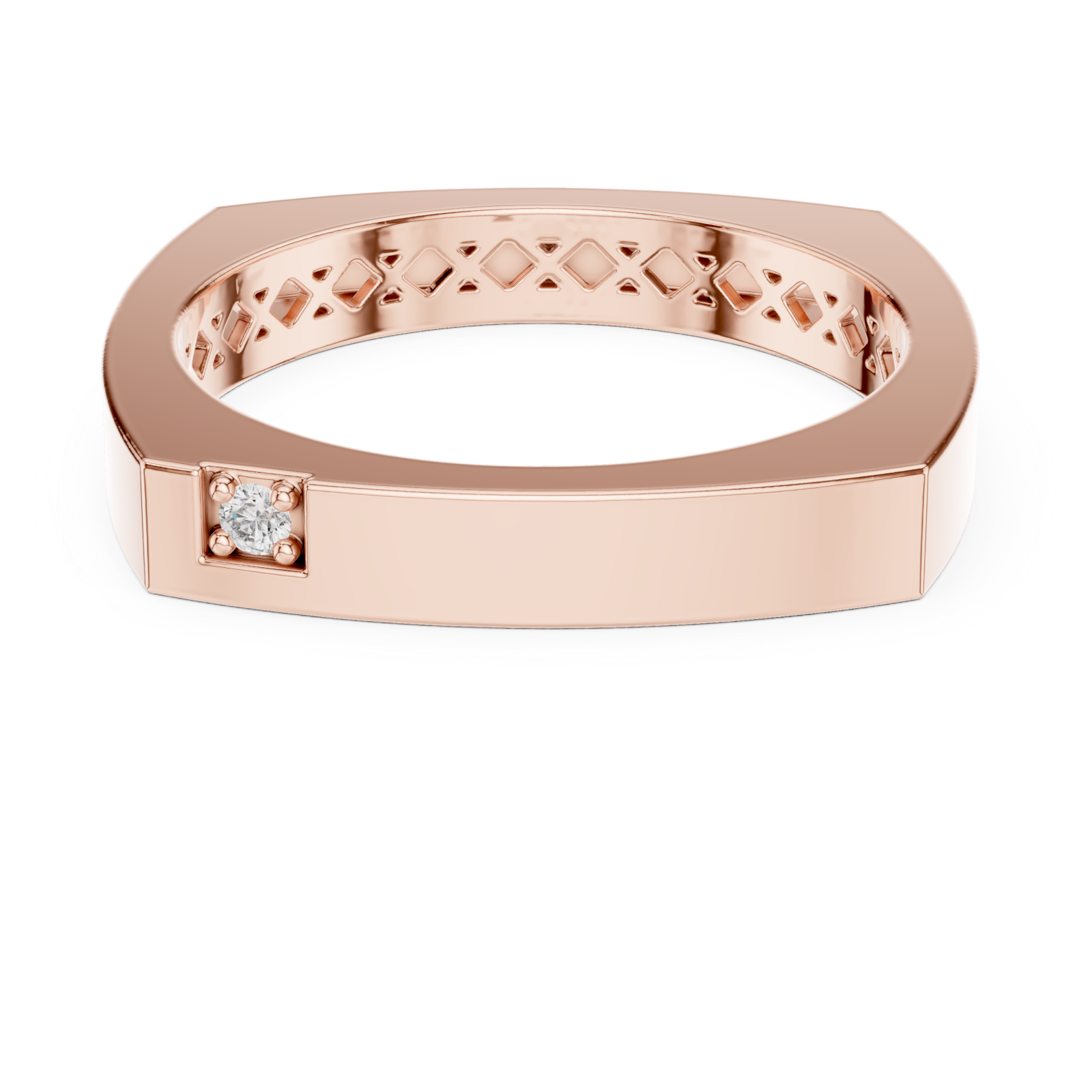  Rose Gold Timeless Edge Harmony Statement Band Ring Front View
