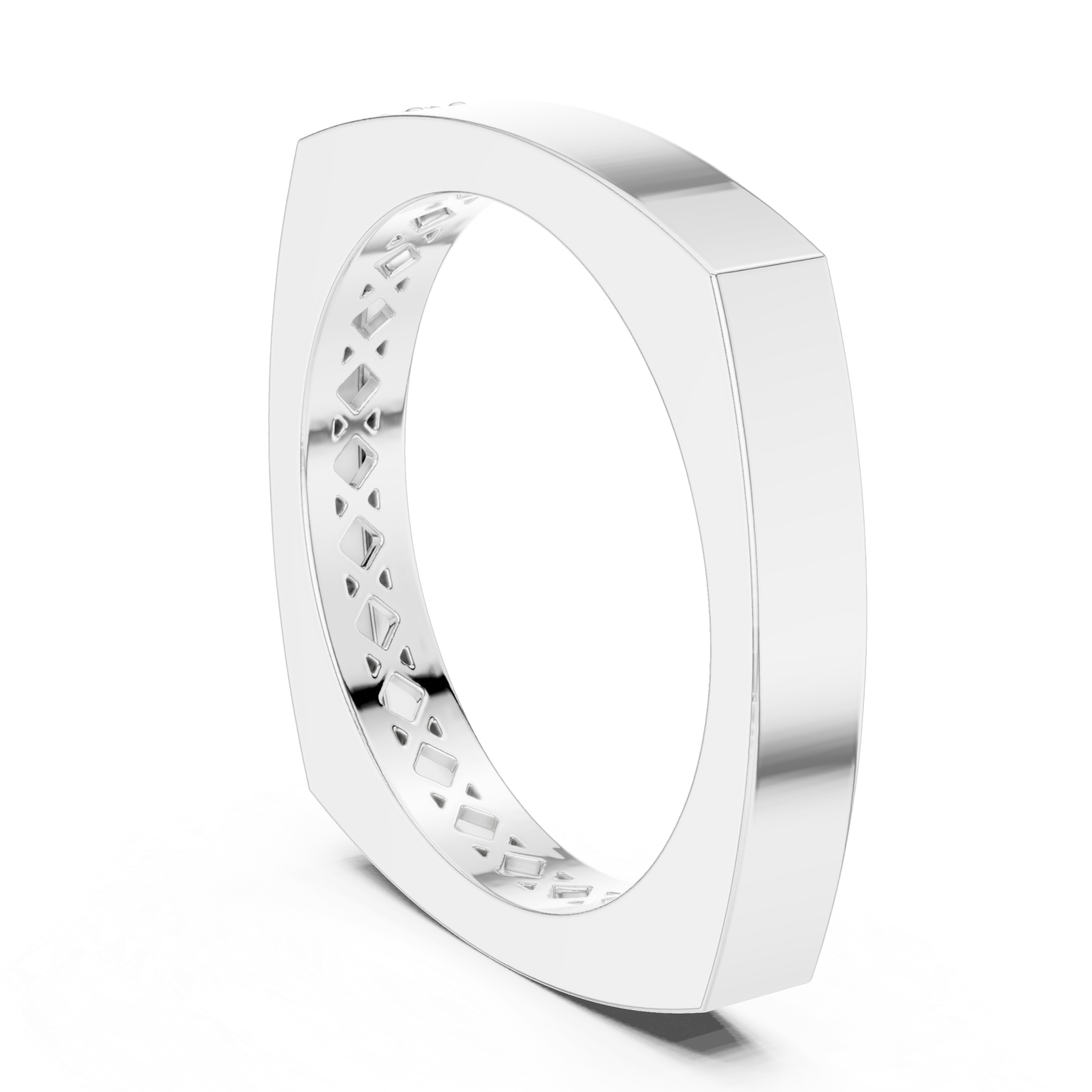  White Gold Timeless Edge Harmony Statement Band Ring Left View