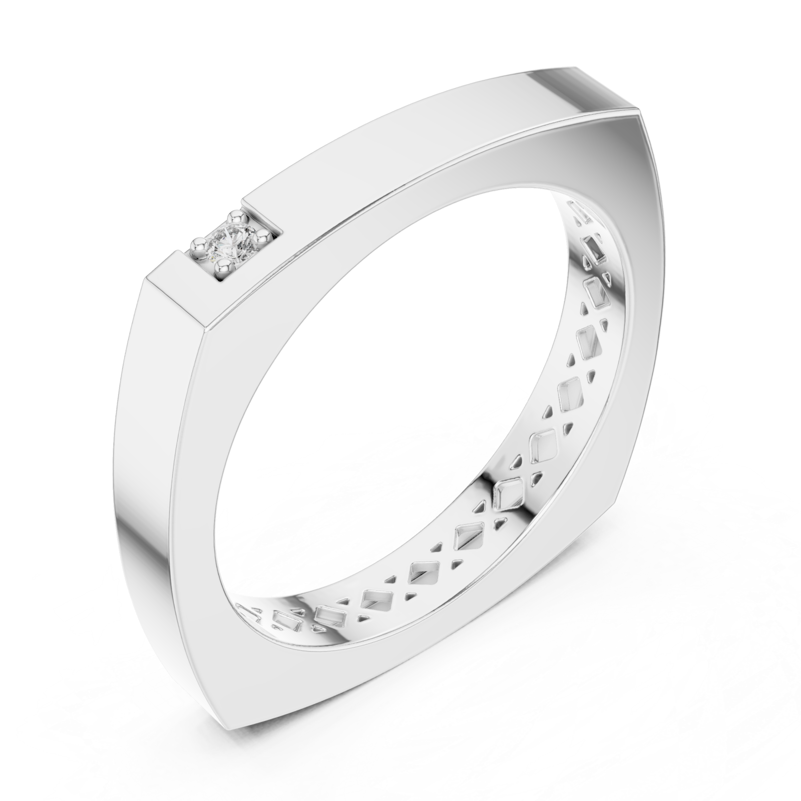  White Gold Timeless Edge Harmony Statement Band Ring Right View