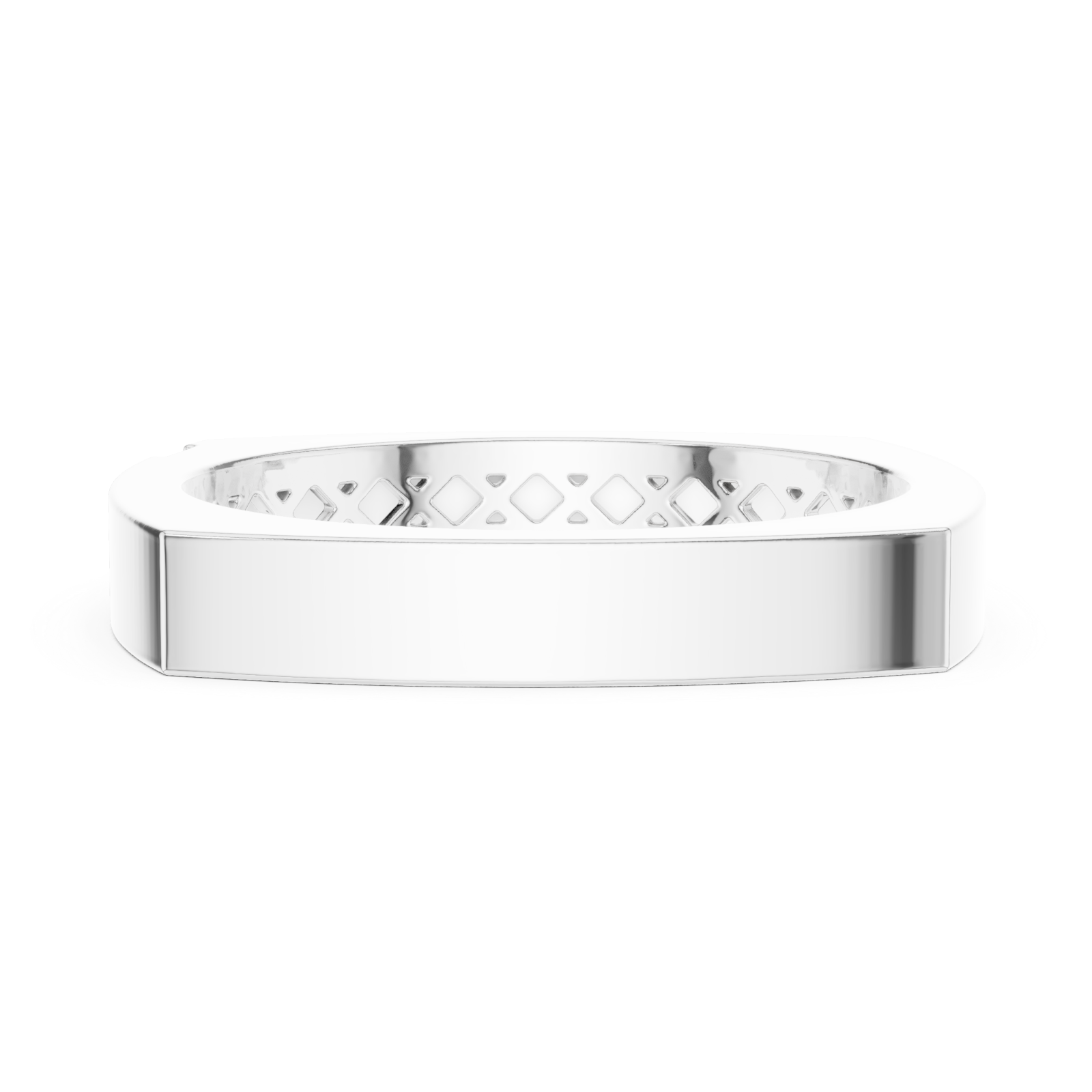  White Gold Timeless Edge Harmony Statement Band Ring Side View