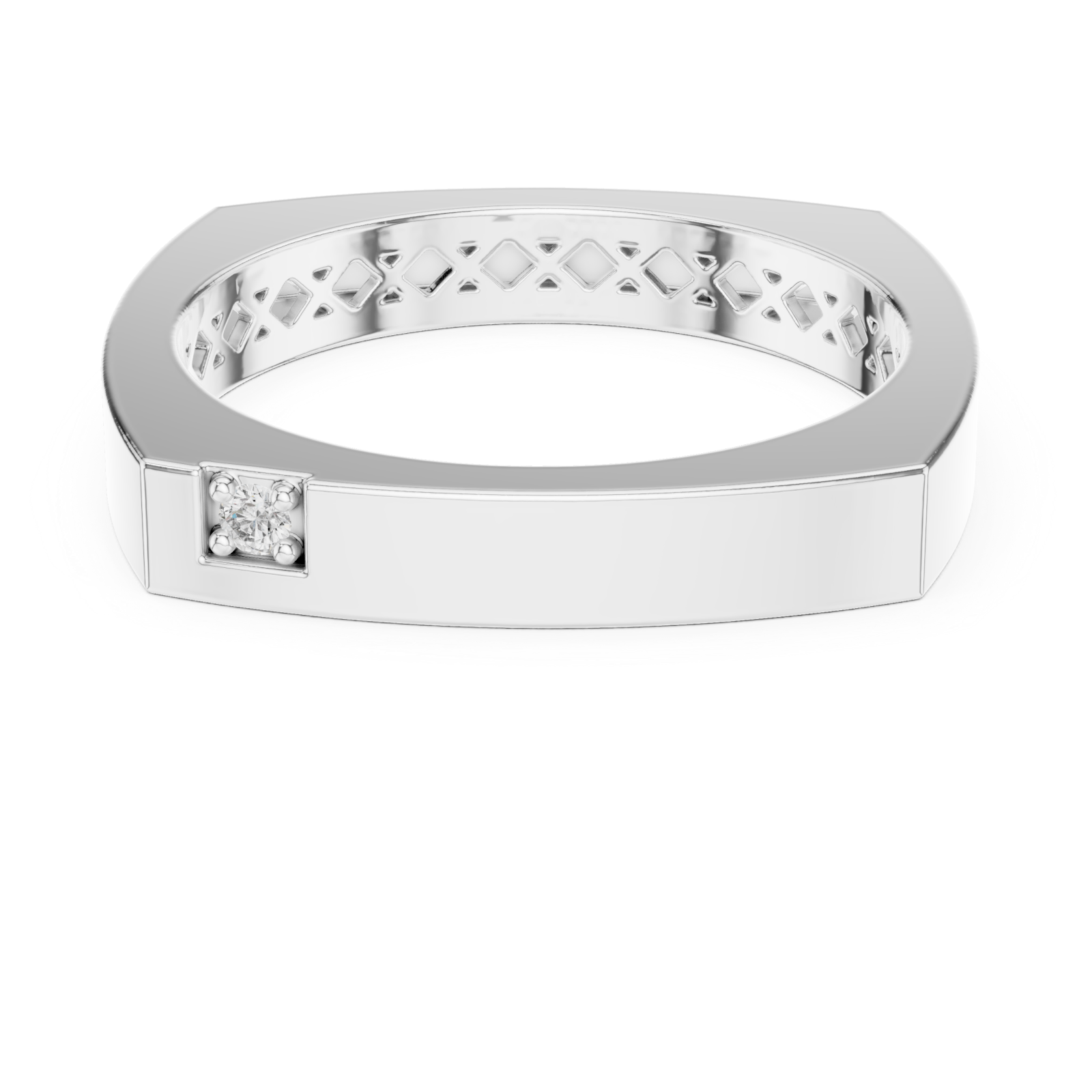  White Gold Timeless Edge Harmony Statement Band Ring Front View