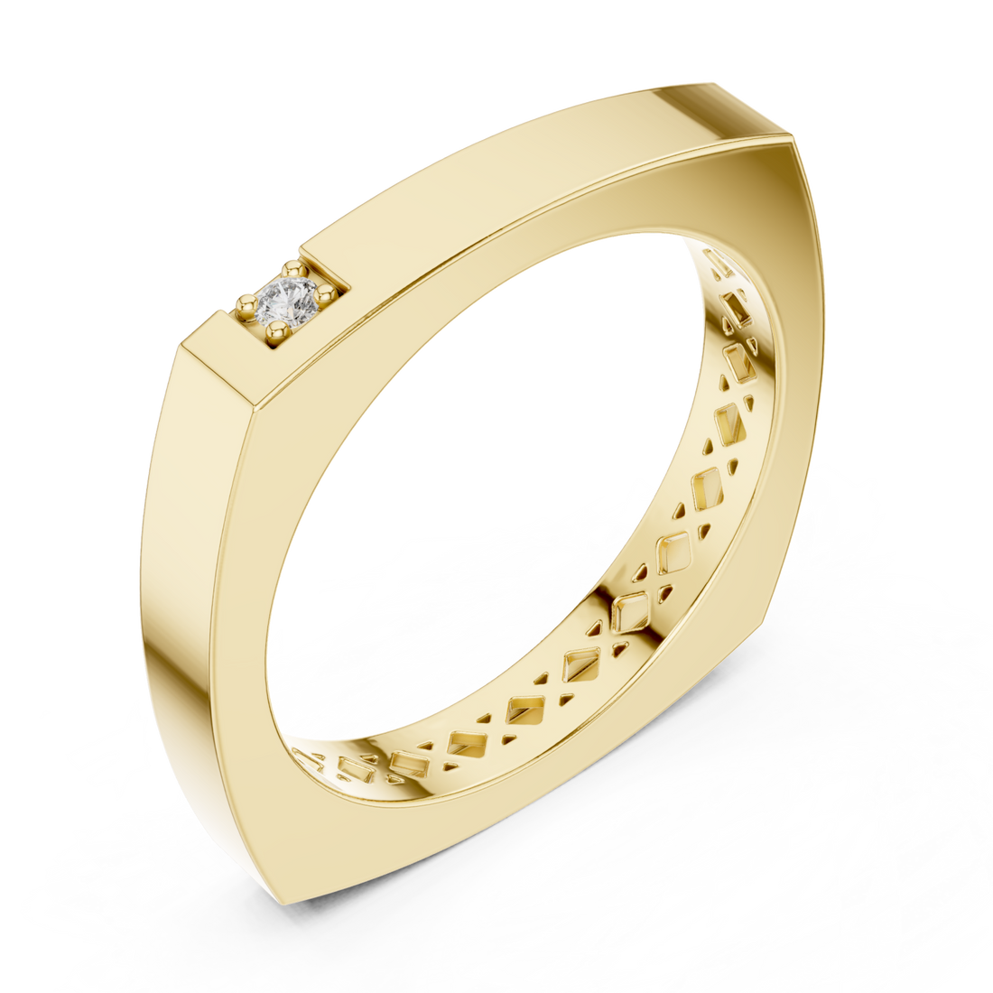 Gold Timeless Edge Harmony Statement Band Ring Right View