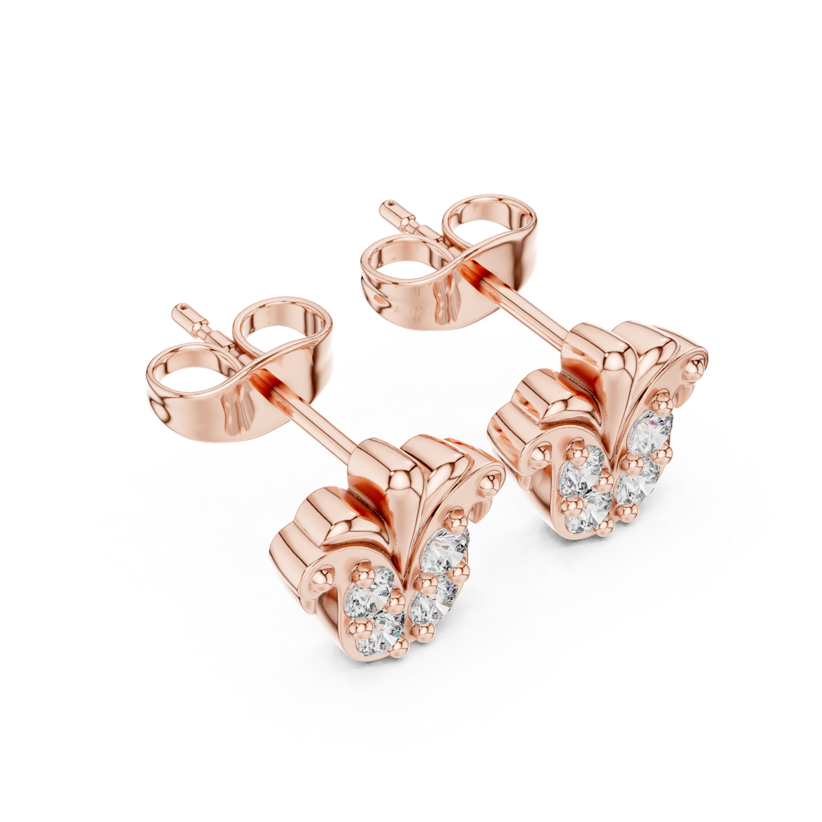  Rose Gold Radiant Petal Stud Earrings Right View