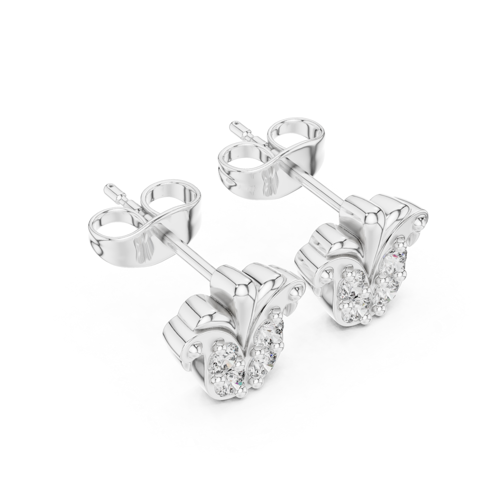  White Gold Radiant Petal Stud Earrings Right View