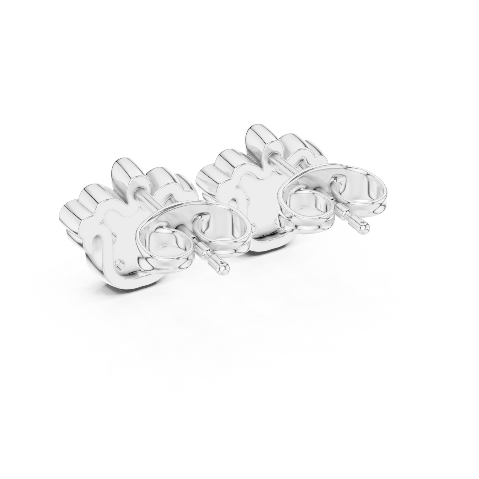  White Gold Radiant Petal Stud Earrings Side View