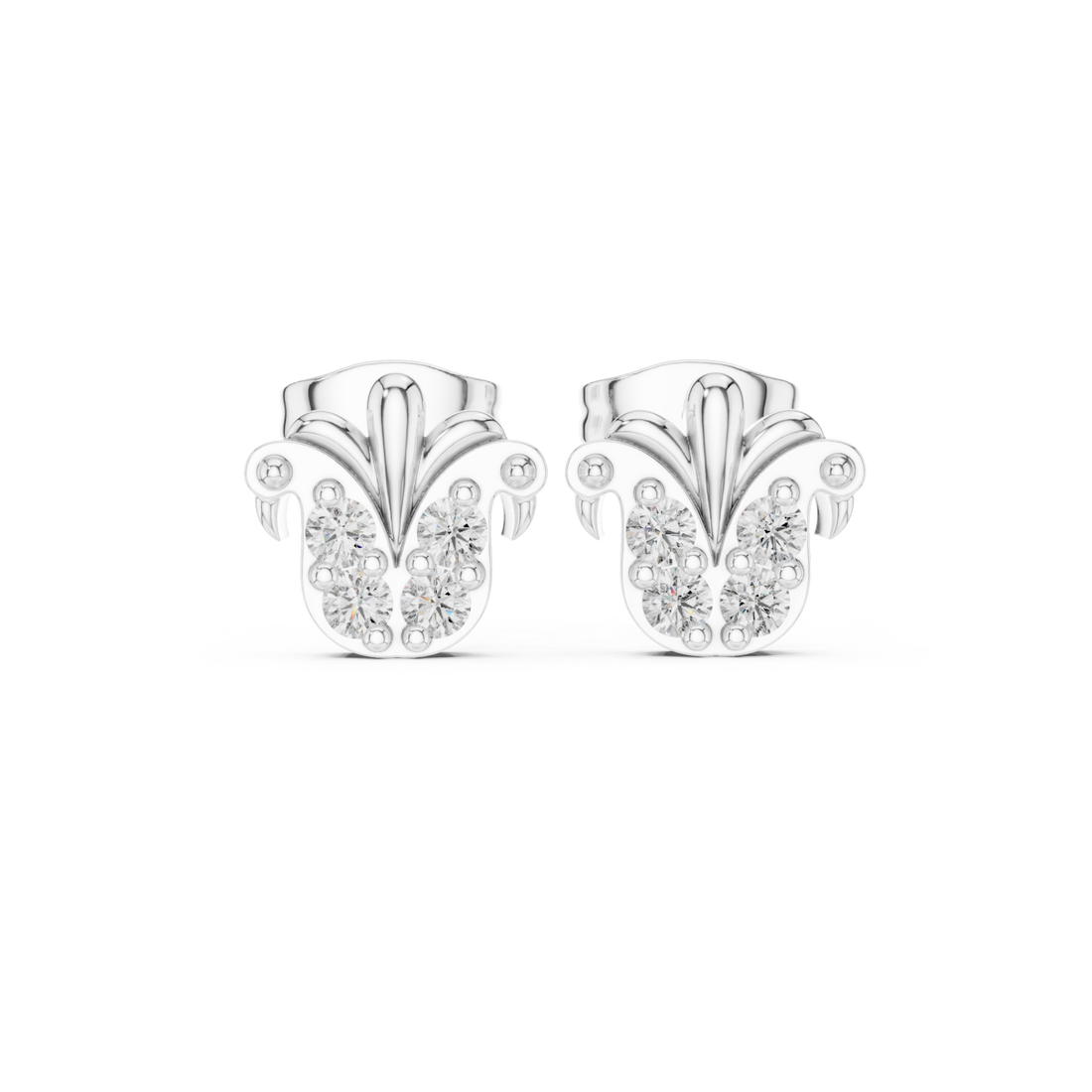  White Gold Radiant Petal Stud Earrings Right View