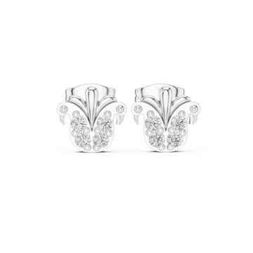  White Gold Radiant Petal Stud Earrings Front View
