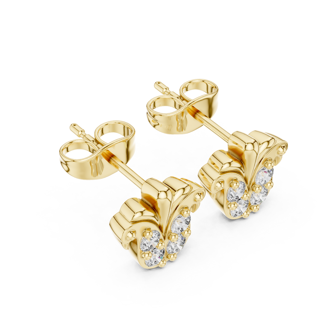 Gold Radiant Petal Stud Earrings Right View