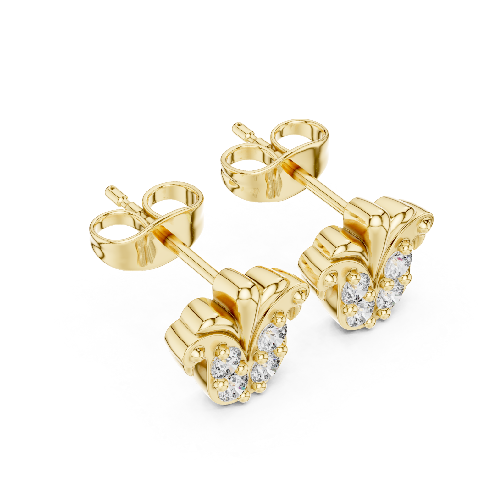 Gold Radiant Petal Stud Earrings Right View