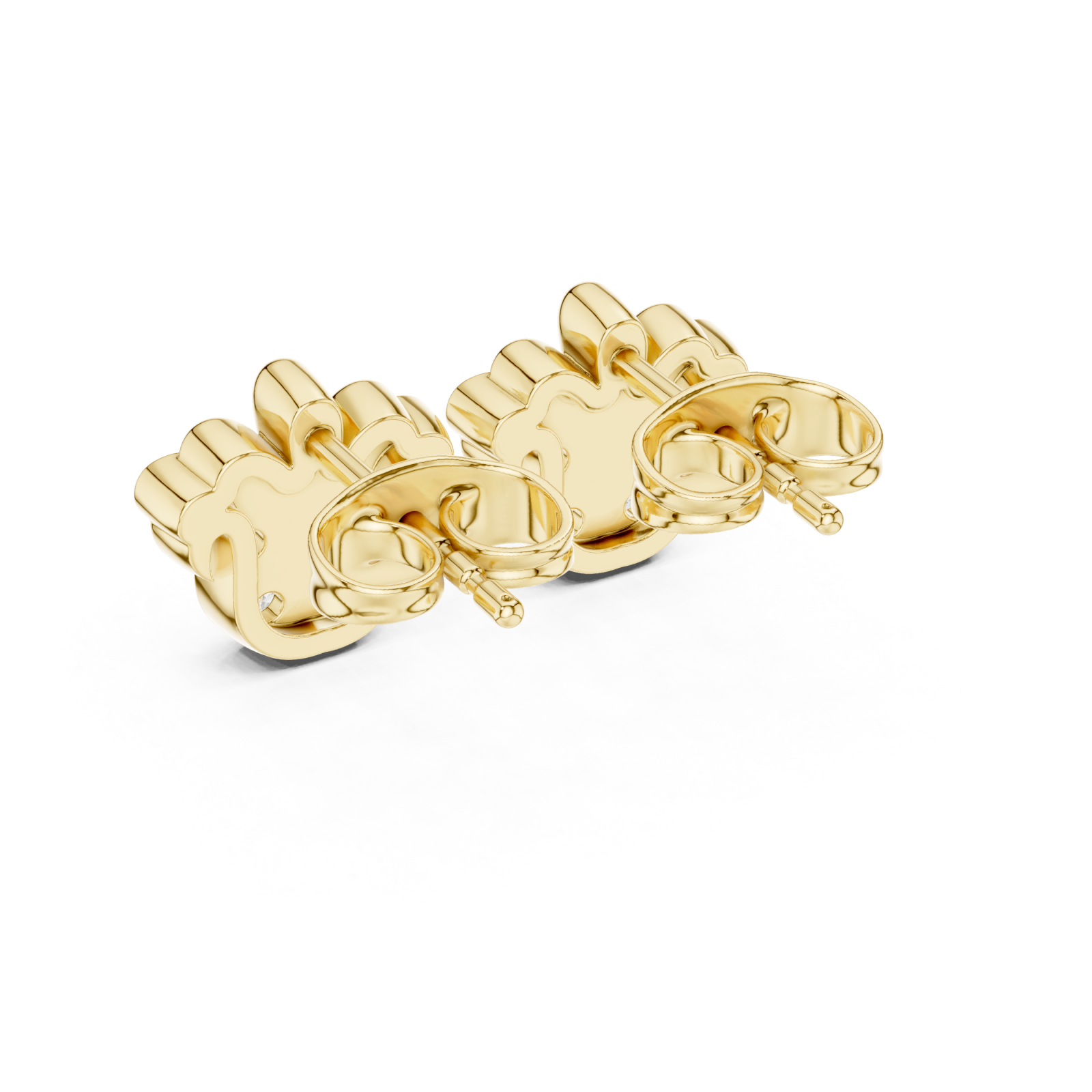  Gold Radiant Petal Stud Earrings Side View