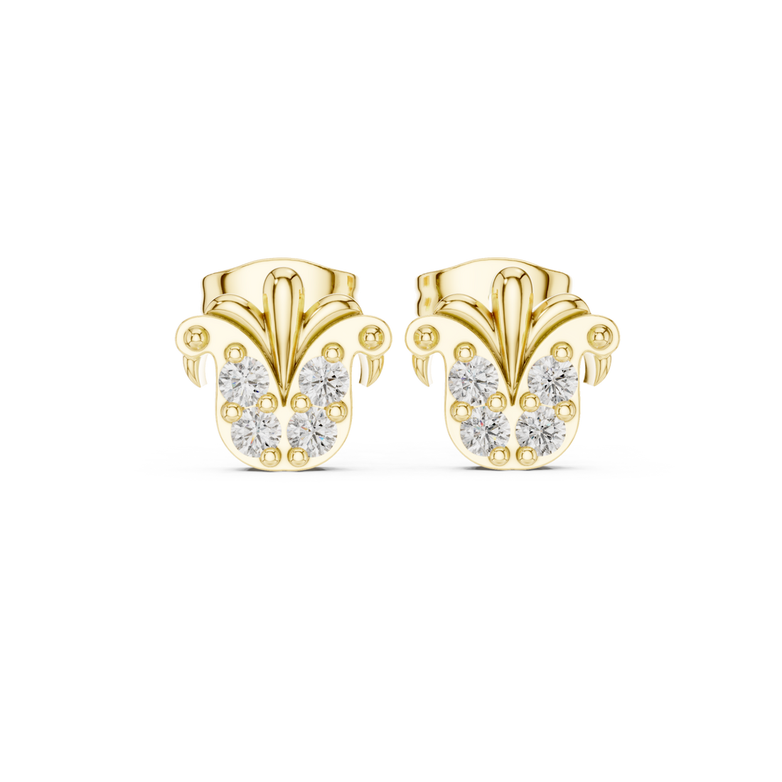 Gold Radiant Petal Stud Earrings Right View