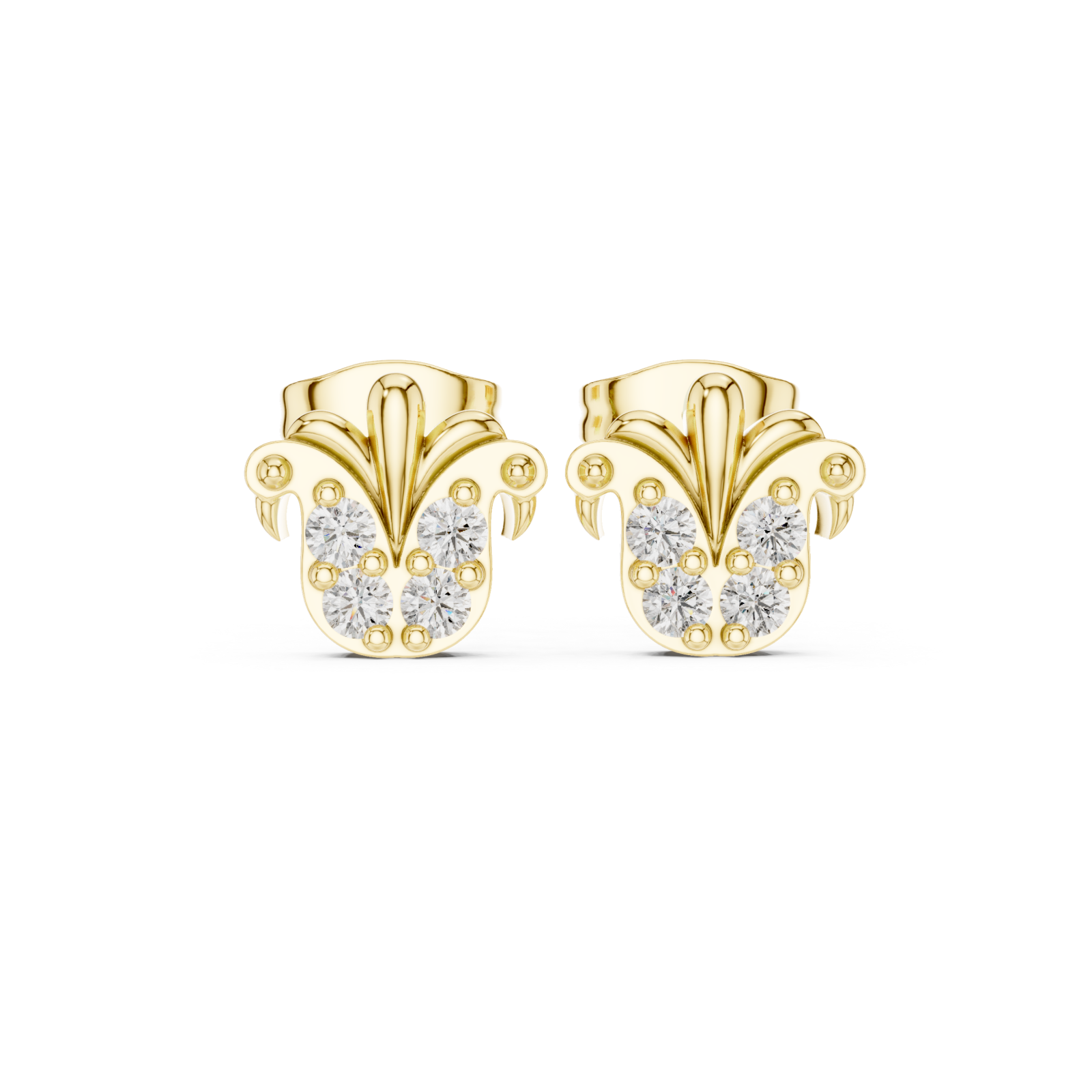  Gold Radiant Petal Stud Earrings Front View