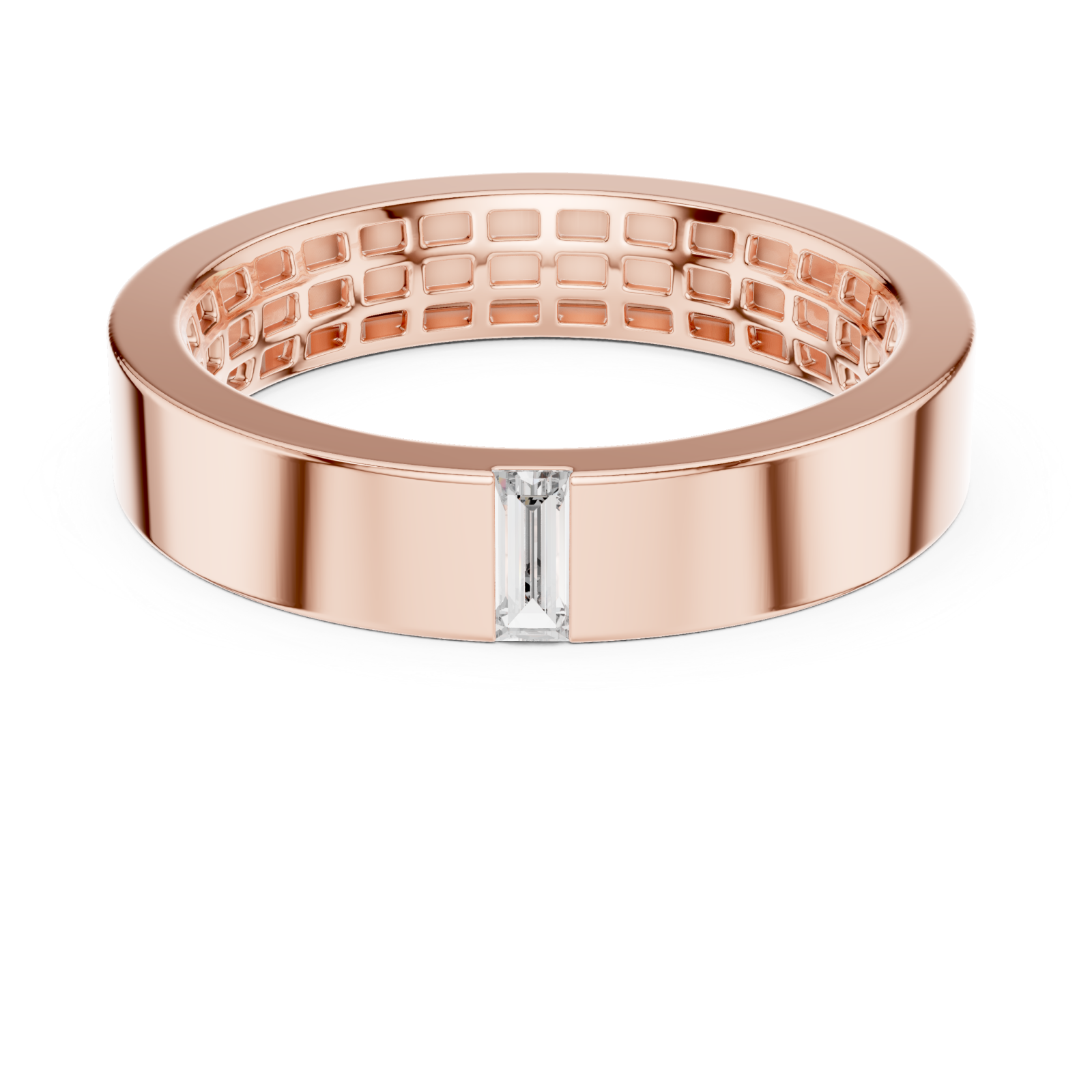  Rose Gold Timeless Channel Set Luxe Band Front View