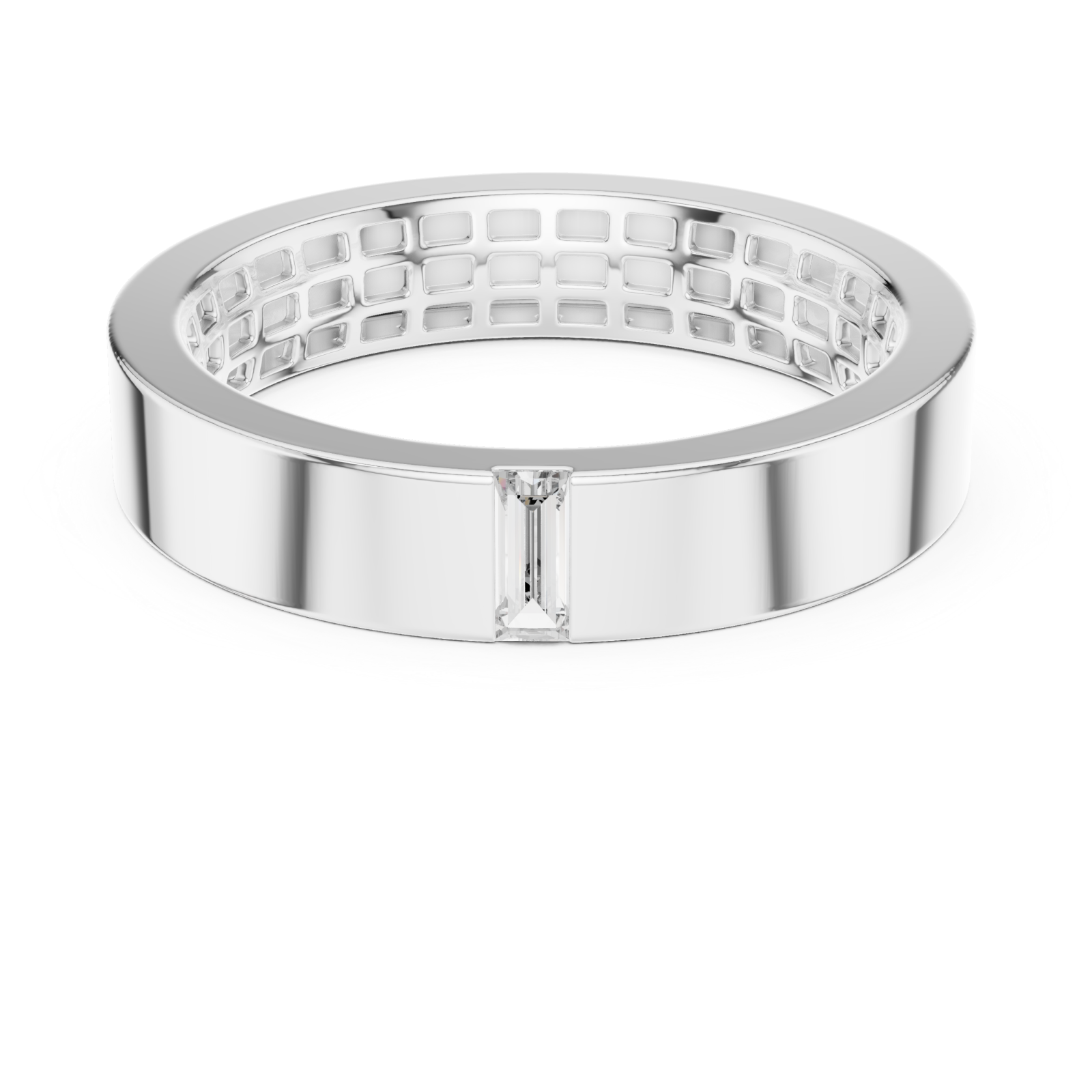 White Gold Timeless Channel Set Luxe Band Front View