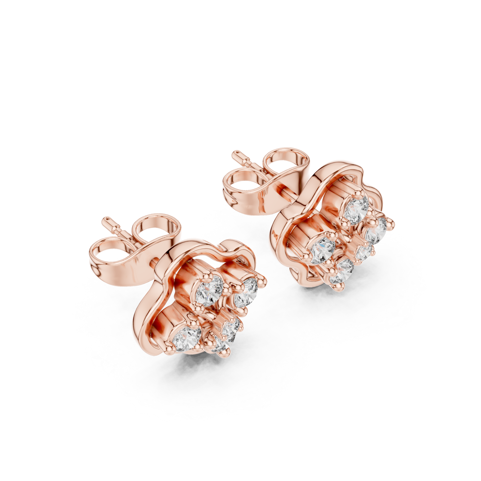  Rose Gold Midnight Petal Radiance Cluster Stud Earrings Right View