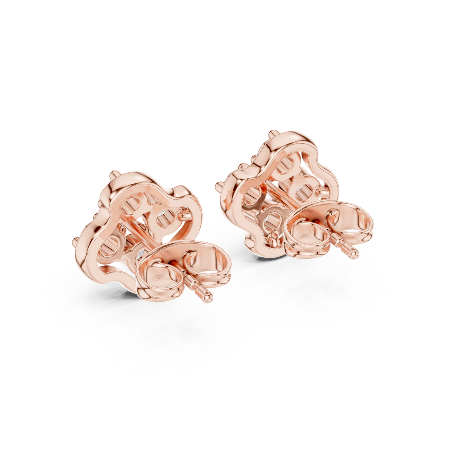  Rose Gold Midnight Petal Radiance Cluster Stud Earrings Side View
