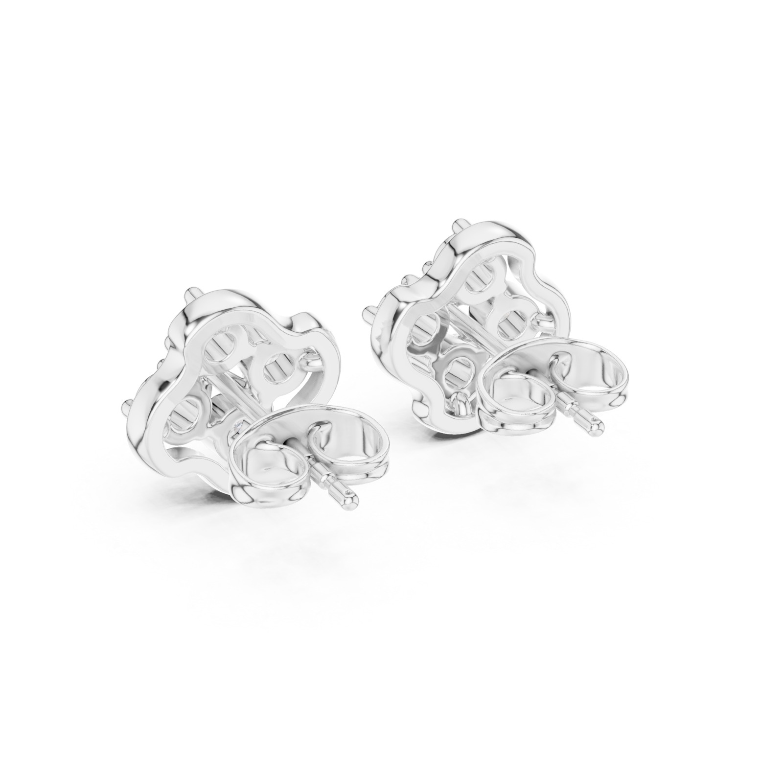  White Gold Midnight Petal Radiance Cluster Stud Earrings Side View