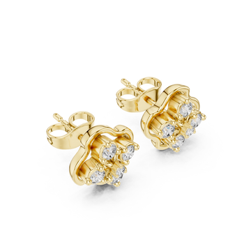 Gold Midnight Petal Radiance Cluster Stud Earrings Right View