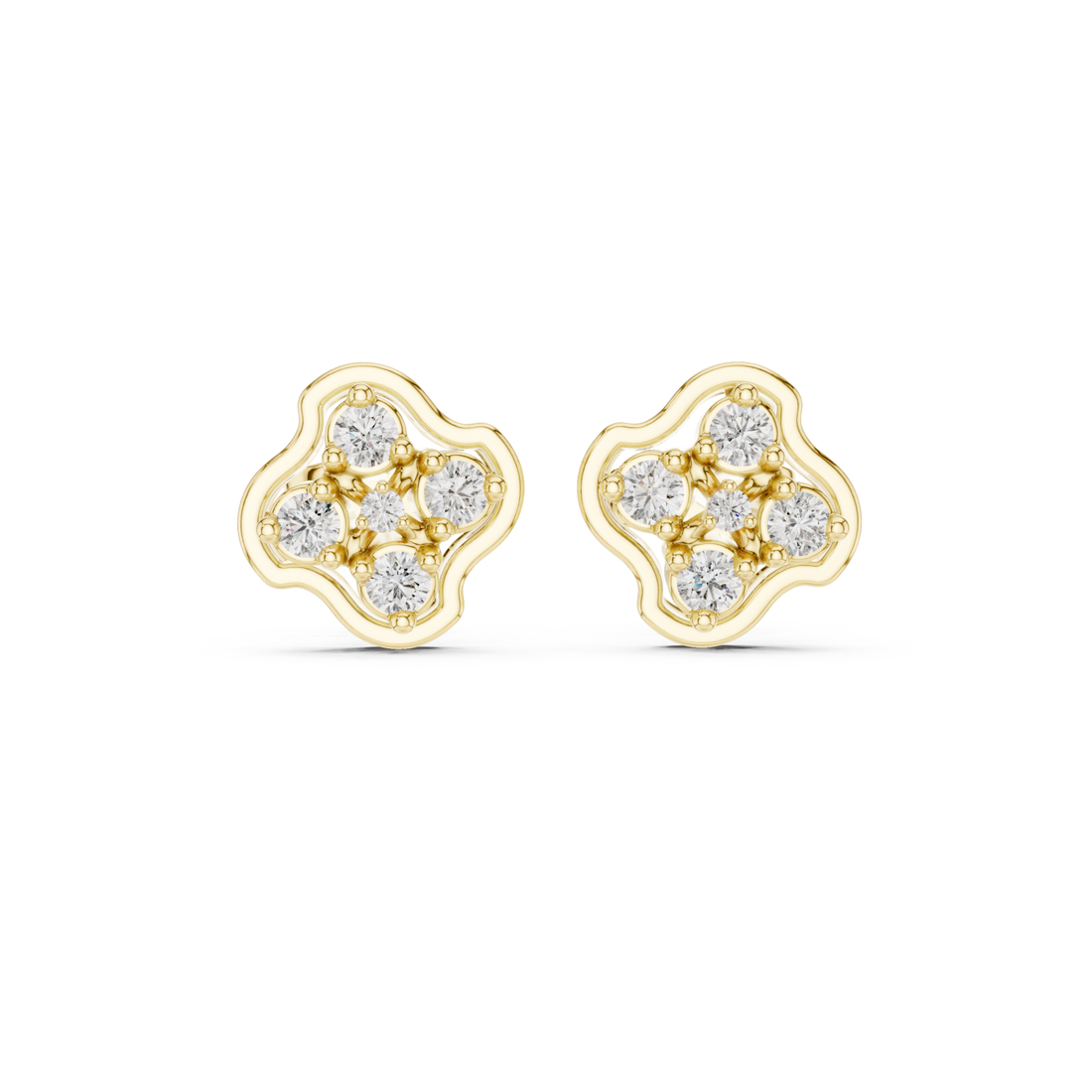 Gold Midnight Petal Radiance Cluster Stud Earrings Right View