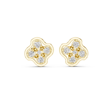  Gold Midnight Petal Radiance Cluster Stud Earrings Front View