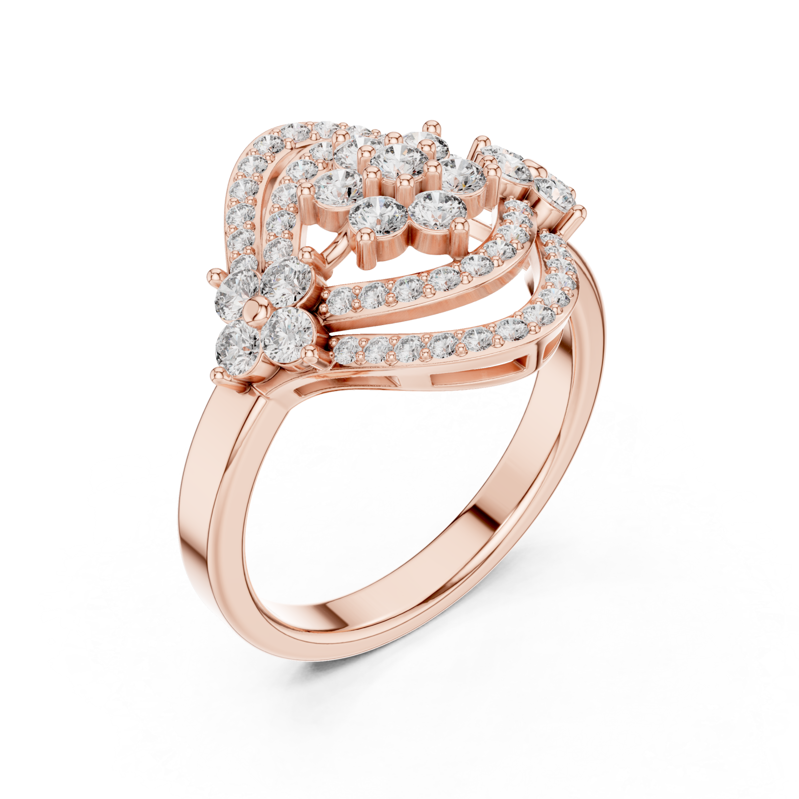 Rose Gold Radiant Halo Contour Band Ring Right View