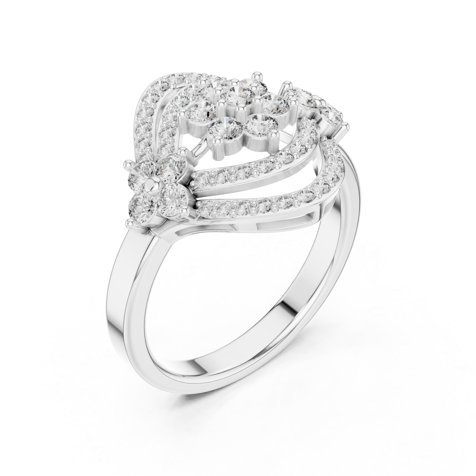  White Gold Radiant Halo Contour Band Ring Right View