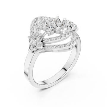  White Gold Radiant Halo Contour Band Ring Right View