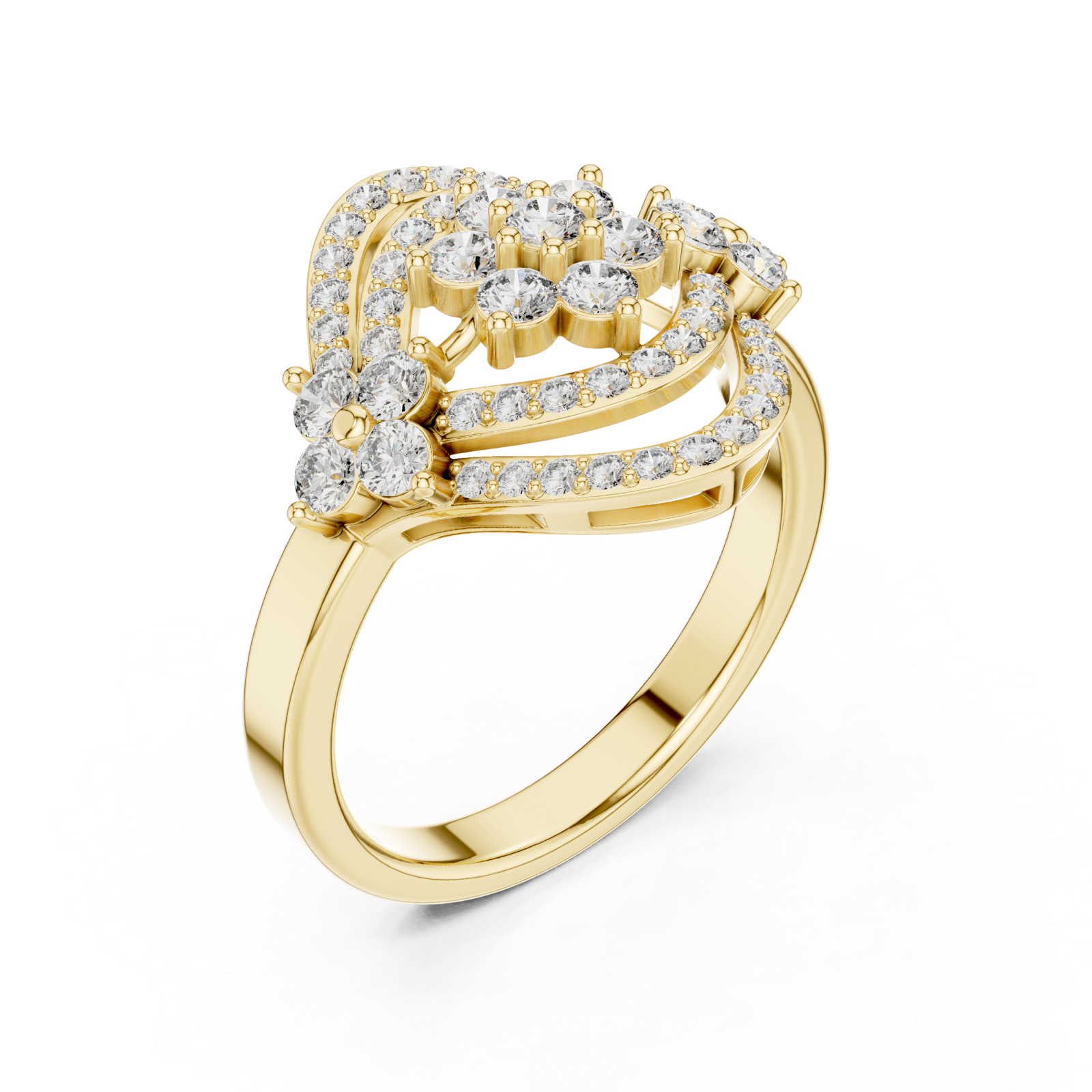 Gold Radiant Halo Contour Band Ring Right View