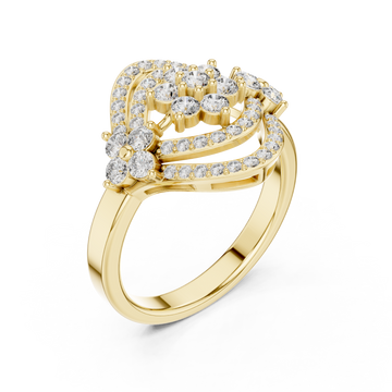 Gold Radiant Halo Contour Band Ring Right View