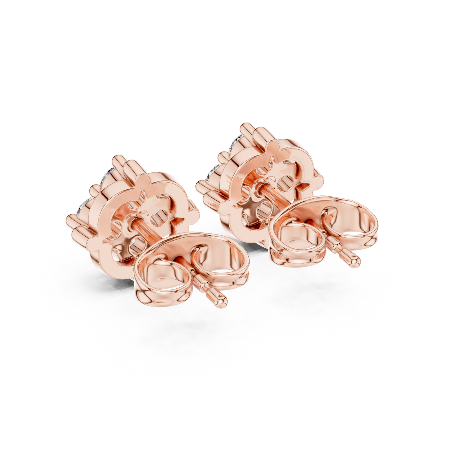  Rose Gold Twilight Glow Stud Earrings Side View