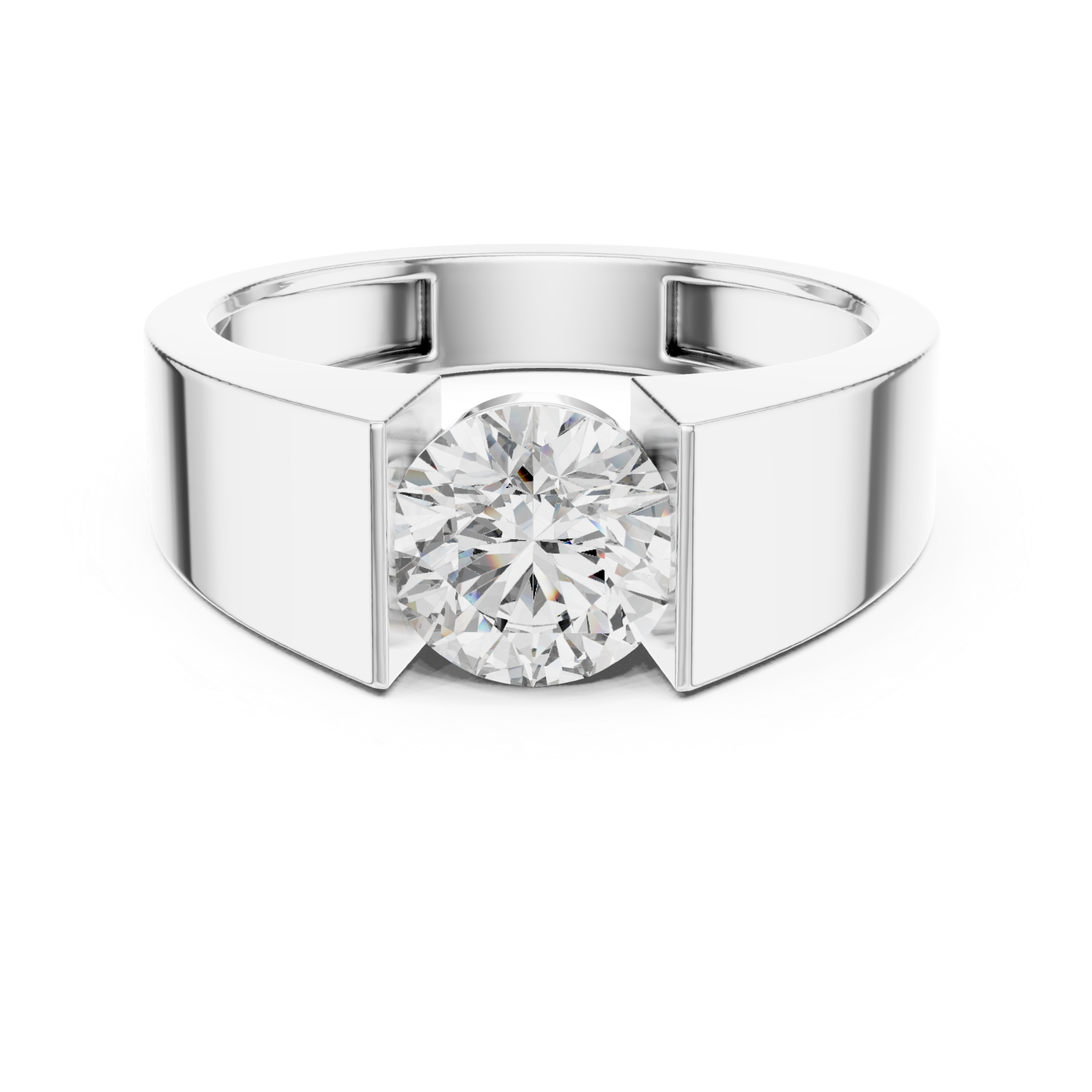  White Gold Lumina Axis Horizon Signature Ring Front View