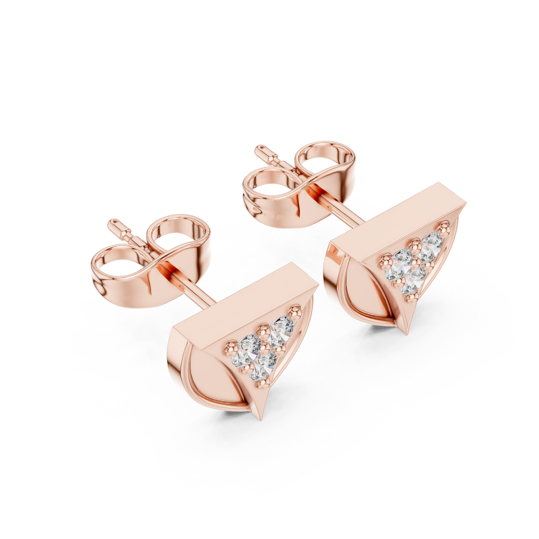  Rose Gold Triad Allure Bold Stud Earrings Right View