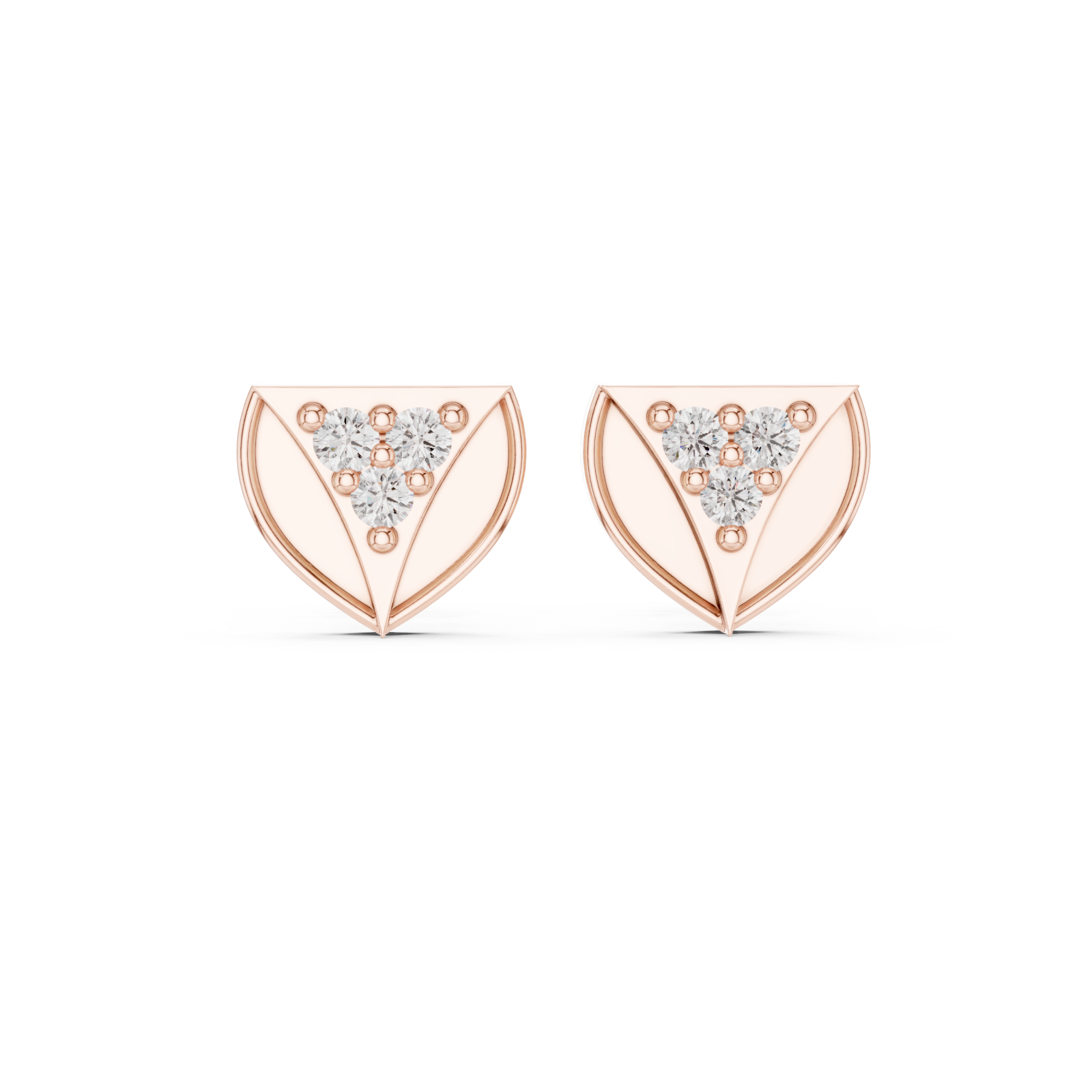  Rose Gold Triad Allure Bold Stud Earrings Front View