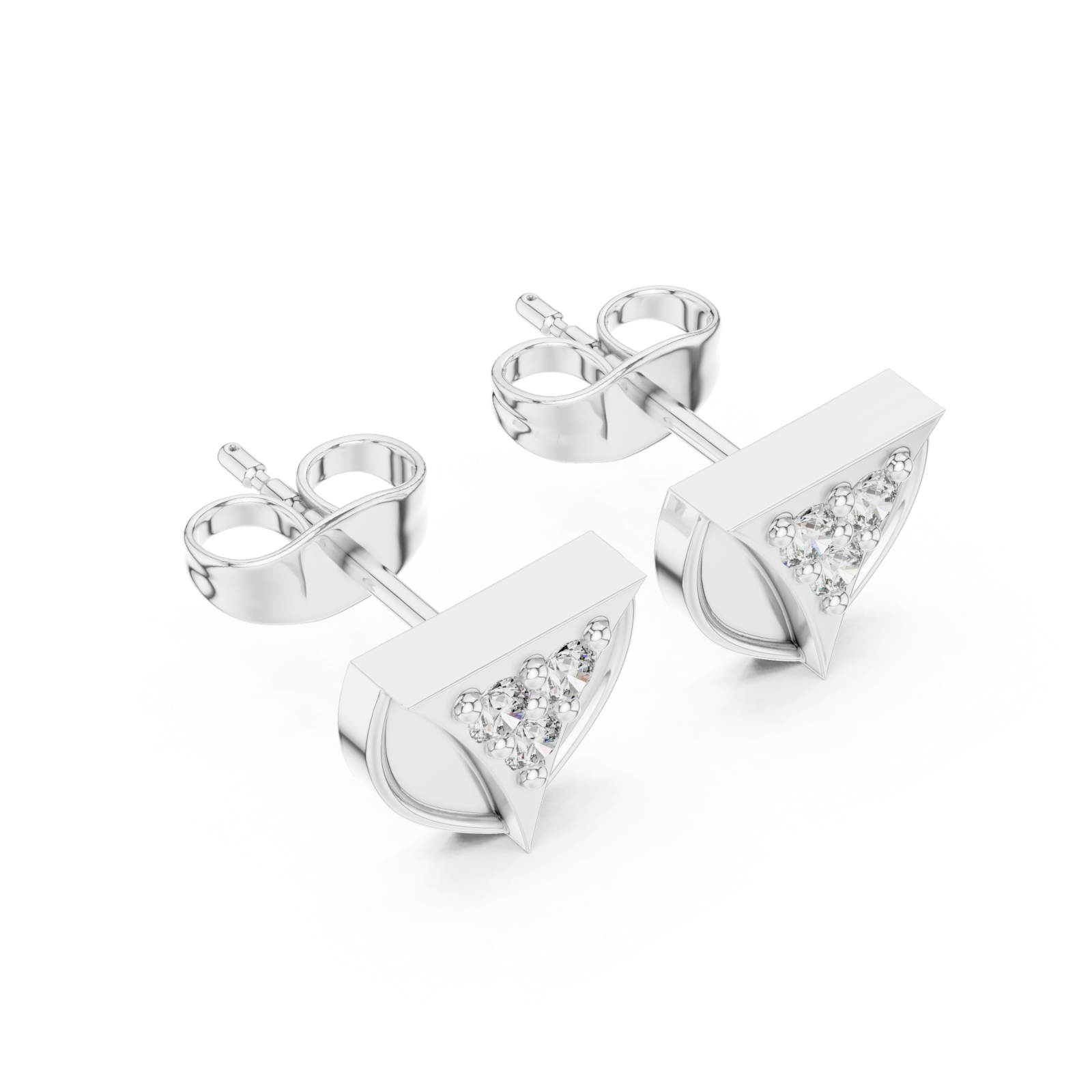  White Gold Triad Allure Bold Stud Earrings Right View