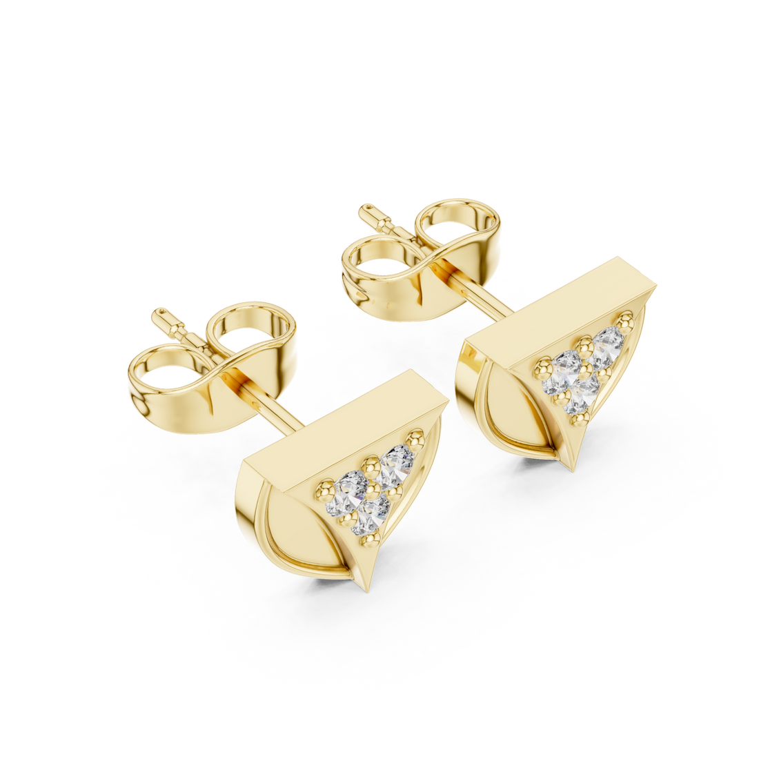 Gold Triad Allure Bold Stud Earrings Right View