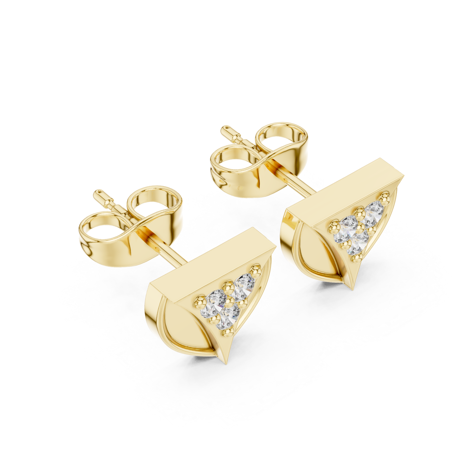 Gold Triad Allure Bold Stud Earrings Right View