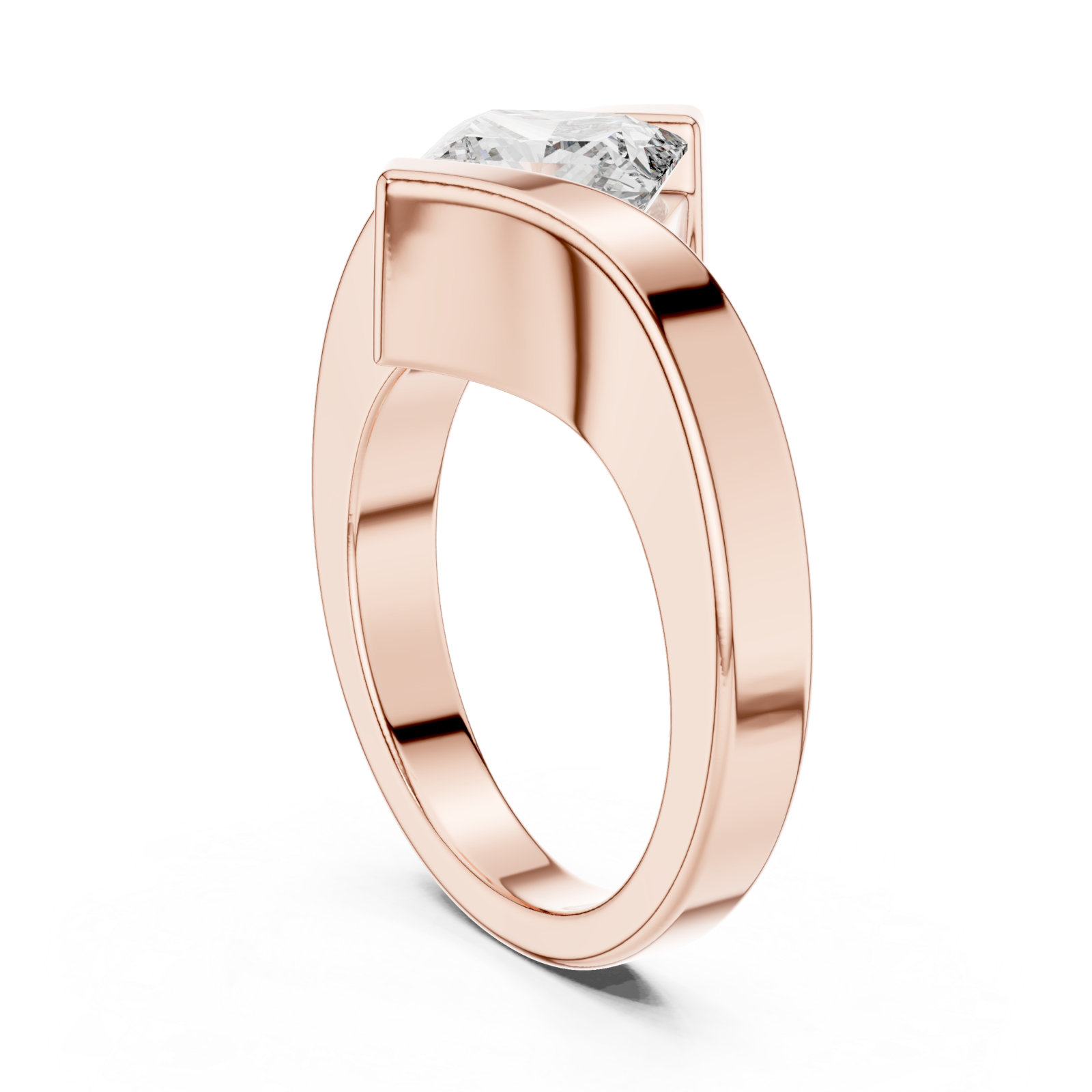  Rose Gold Sleek Artistry Unity Signature Band Ring Left View