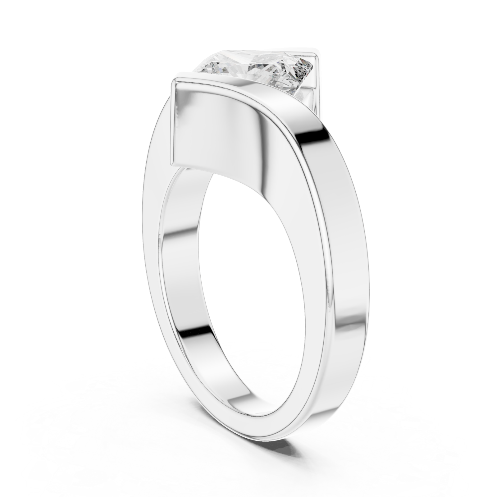  White Gold Sleek Artistry Unity Signature Band Ring Left View